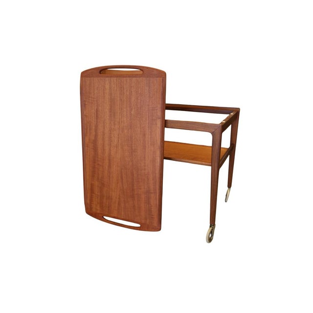 Danish Teak Serving Trolley with Removable Tray, 1960s For Sale - Image 12 of 16