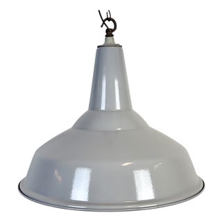 Large Industrial British Grey Enamel Factory Pendant Lamp from Benjamin, 1960s For Sale