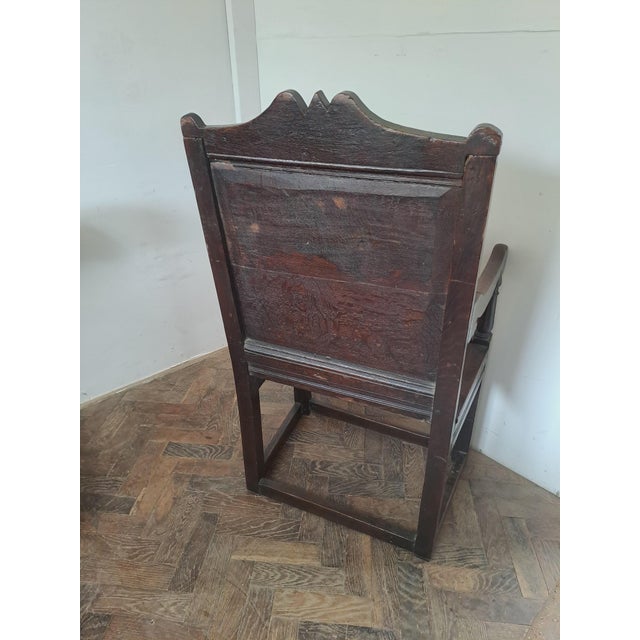 English Oak Wainscot Armchair, 1690 For Sale - Image 6 of 7
