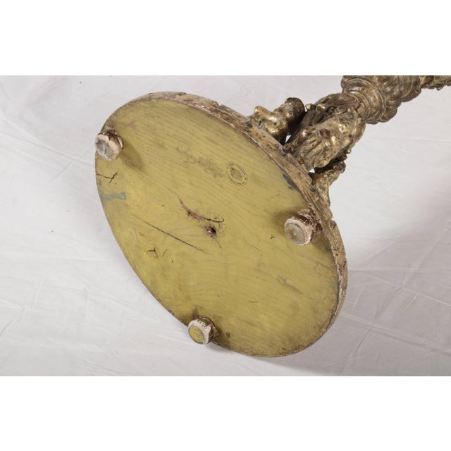 High Antique Gilded Wood Floor Chandelier, 1700s For Sale - Image 16 of 18