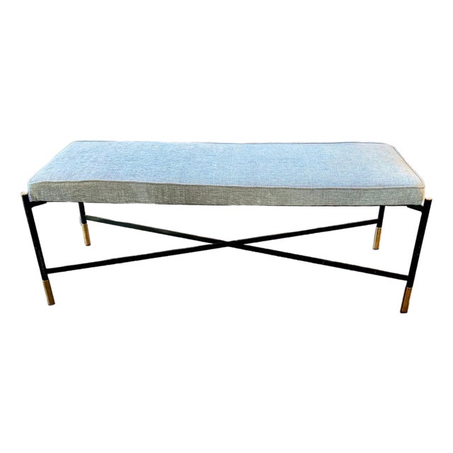 Italian MCM Design Black Steel Bench For Sale