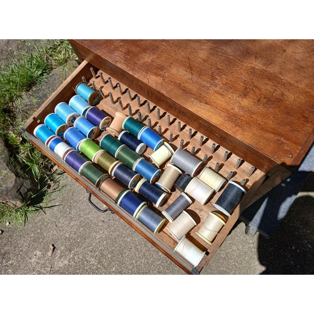 1900 - 1909 Antique 7 Drawer Spool Cabinet Belding Heminway Silks 1900s For Sale - Image 5 of 12