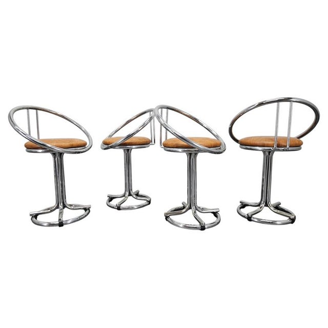 Mid-Century Space Age Chrome Dining Chairs, Italy, 1970s, Set of 4 For Sale - Image 10 of 10