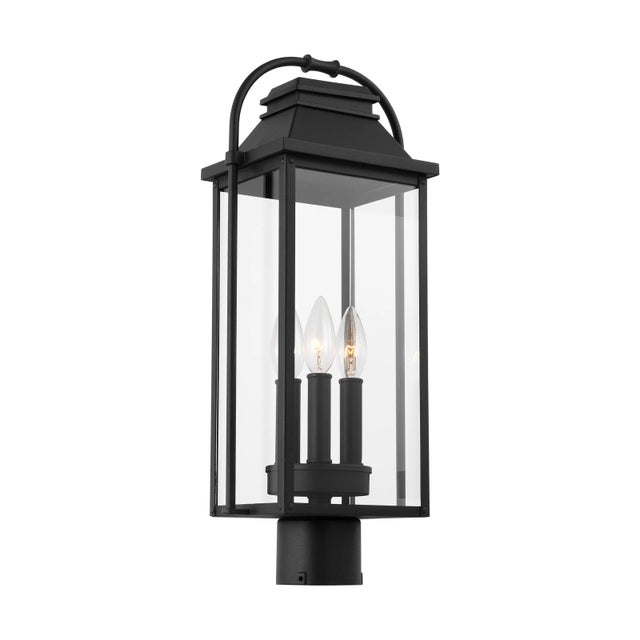 Sean Lavin by Visual Comfort Studio Wellsworth 3-Light Outdoor Post Lantern in Textured Black For Sale In Greenville, SC - Image 6 of 6