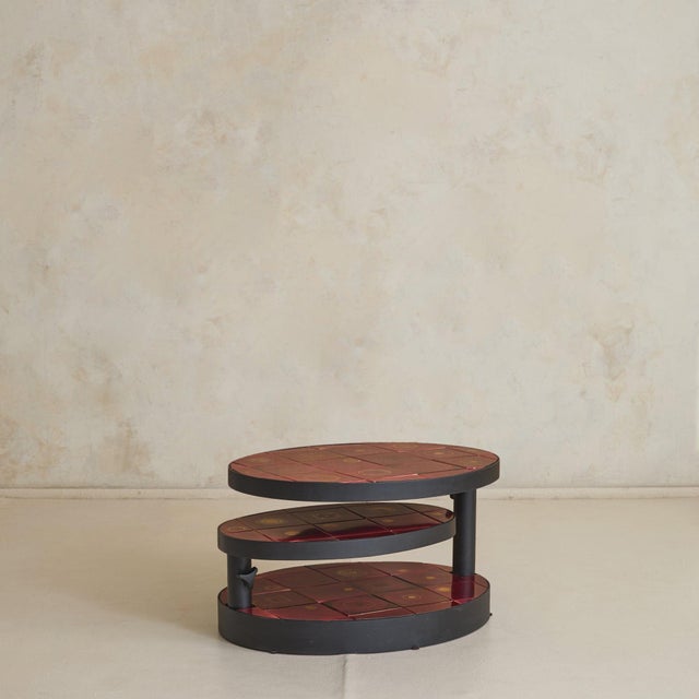Rare French Red Ceramic Swivel Coffee Table by Georges Pelletier, 1970s For Sale In Chicago - Image 6 of 11