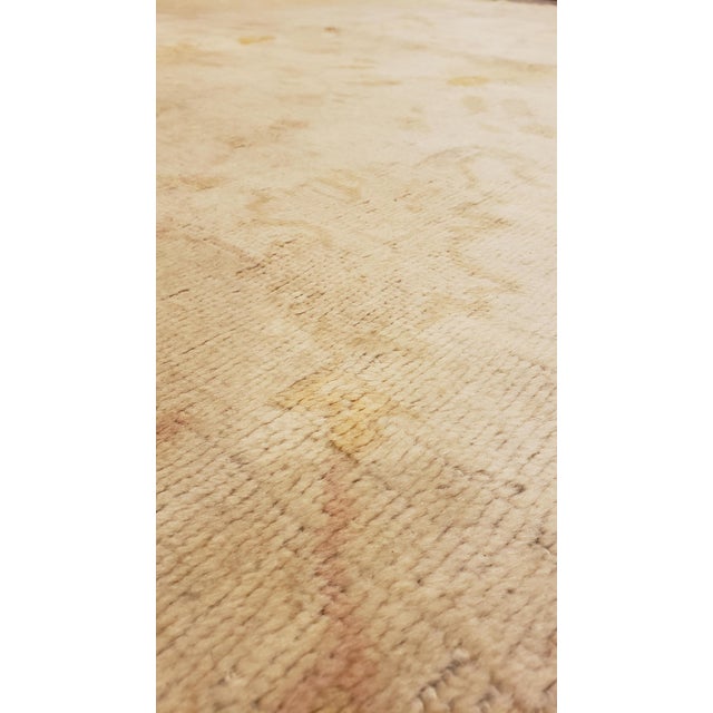 Antique Angora Oushak Carpet, Handmade Oriental Rug, Shrimp, Taupe, Ivory, Fine For Sale - Image 12 of 12