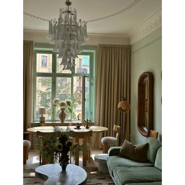 Contemporary Murano Chandelier in White Glass from Mazzega For Sale - Image 3 of 11
