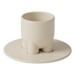 UUUUccio Cappuccino Cup and Saucer Bone by Burgio. For Sale