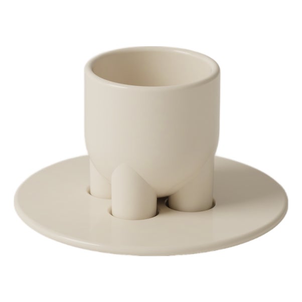UUUUccio Cappuccino Cup and Saucer Bone by Burgio. For Sale