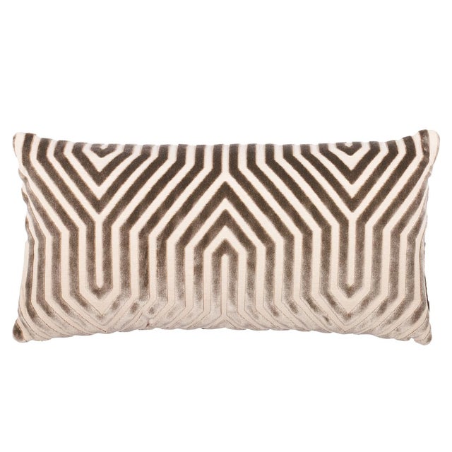 SKIP*Schumacher X Mary McDonald Vanderbilt Velvet 24" Lumbar Pillow in Dove For Sale