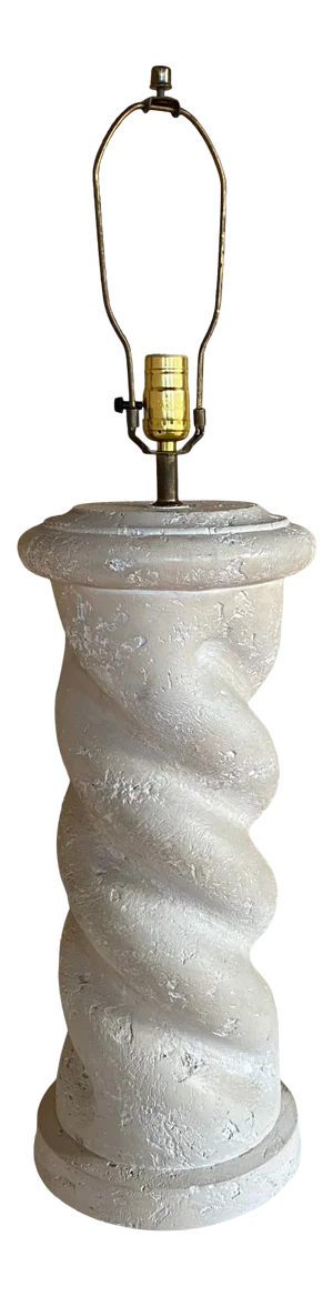 Michael Taylor Style Sculptural Modern Plaster Twist Spiral Column Table Lamp