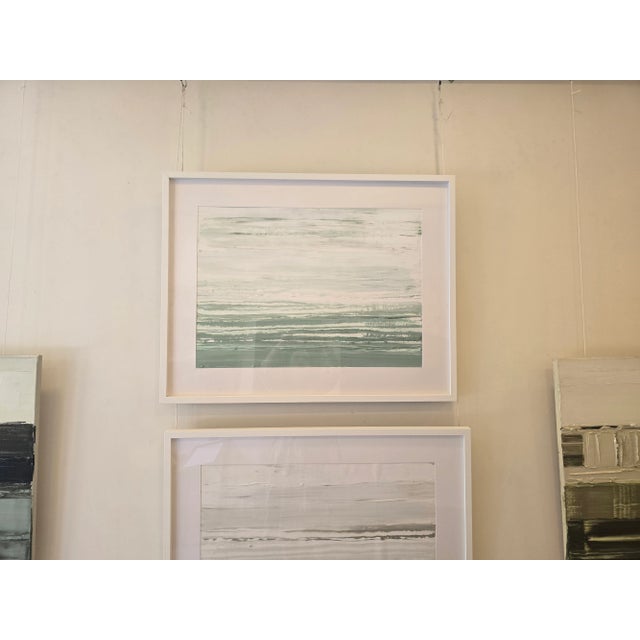 35' X 28' - 'Pacific Ocean / Palisades' - High End Shadow Box Framed Neutral Color Palette Abstract Seascape Landscape Original Oil Painting For Sale - Image 12 of 12