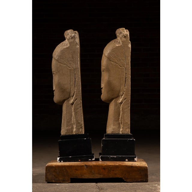 1960s Pair of Modigliani "Tête De Femme" Sculptures by Alva Studios For Sale In Chicago - Image 6 of 8