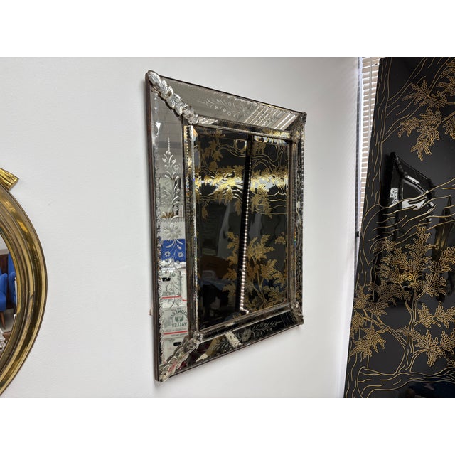 Etched and Beveled Venetian Mirror For Sale - Image 11 of 13