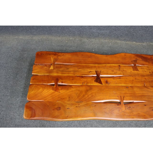 Mid-Century Live Edge Wood Coffee Table With Sculptural Iron Branch Base For Sale In Philadelphia - Image 6 of 11