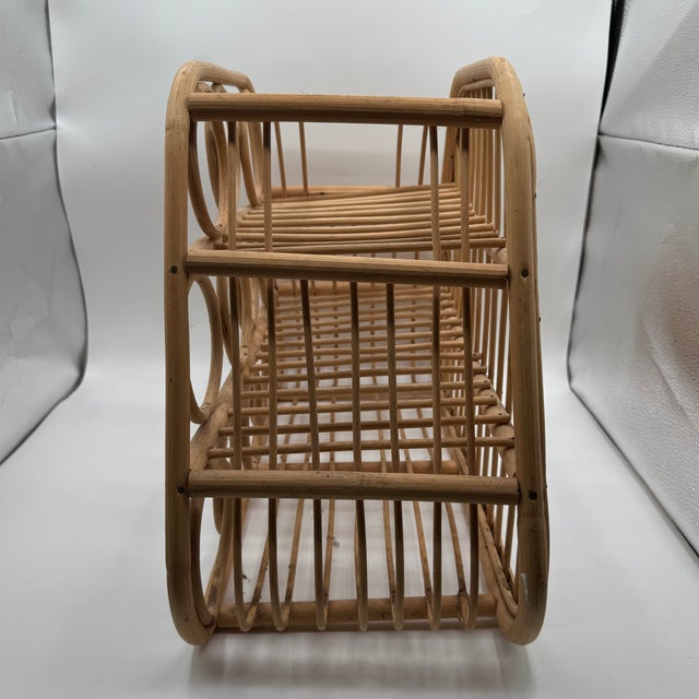 Mid 20th Century Boho Chic Texture Lombok Rattan Wine Rack Natural Hand-Woven 12 Bottle Holder For Sale - Image 4 of 10