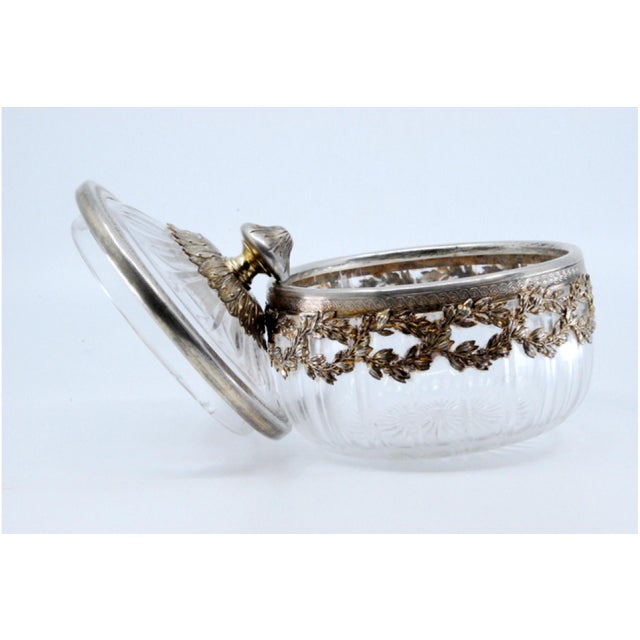 Compote in Cut Glass with Cut Silver Structure and Lid Knob For Sale - Image 9 of 11