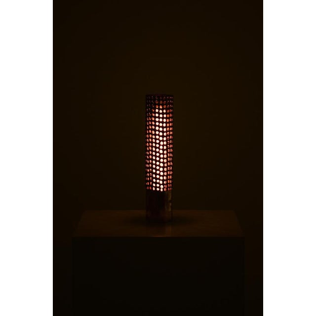 1950s Cylindrical Brass Table Lamp from Pierre Forssell, 1950s For Sale - Image 5 of 8