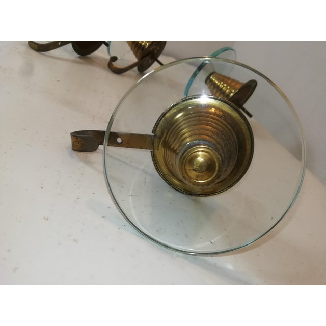 Metal Vintage Italian Glass and Brass Coat Rack from Fontana Arte, 1950s, Set of 4 For Sale - Image 7 of 12