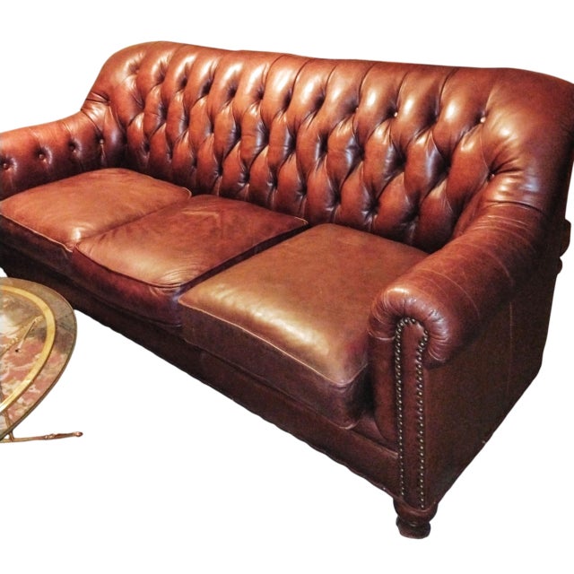 Victorian Elevate Your Living Space With This Timeless Chesterfield Sofa and Matching Club Chair Set. For Sale - Image 3 of 12