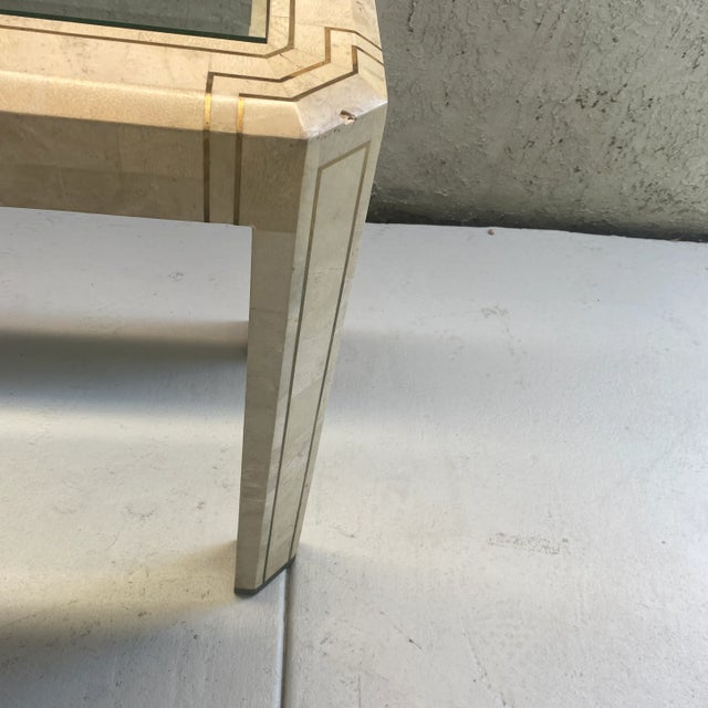 1980s Tesselated Stone Console With Brass Inlay For Sale In Miami - Image 6 of 8