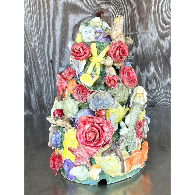 Rose Vintage Boho Hand Built Ceramic Undersea Totem For Sale - Image 8 of 10