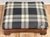 Antique Early American Empire style footstool ottoman featuring original gray and ivory plaid upholstery. Hinged lid for...