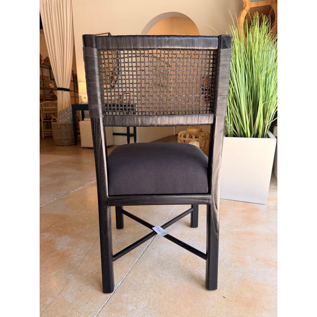 Noir Noir Trading Black Rattan Dining Chair For Sale - Image 4 of 6