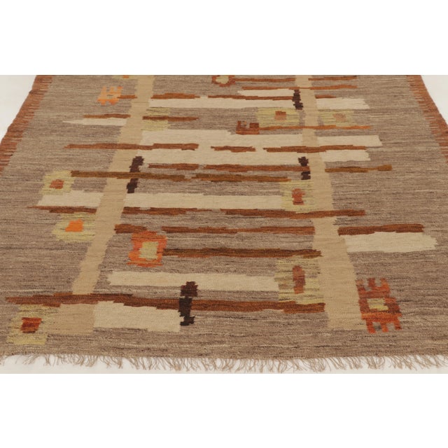 Vintage Swedish Rug With Geometric Design in Beige & Brown Tones - Rug & Kilim For Sale In New York - Image 6 of 10