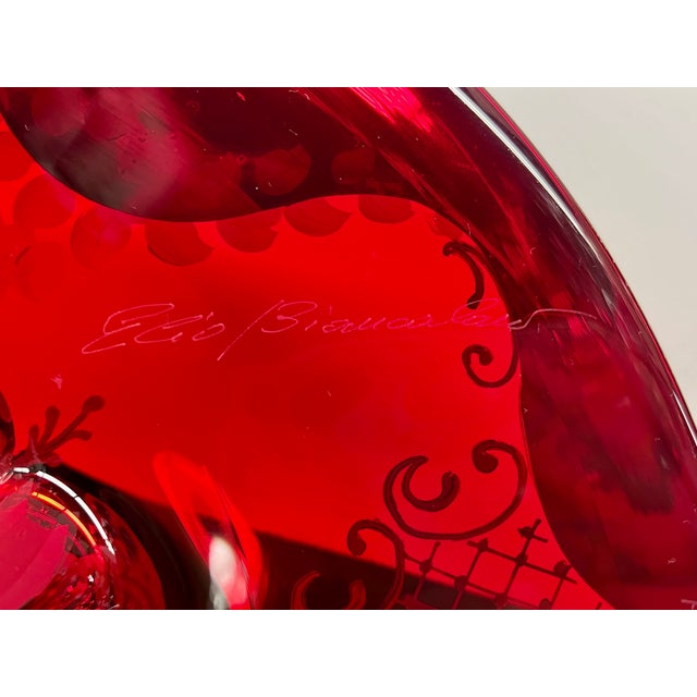 Murano Italy Hand Formed Painted Floral and Gold Plate / Bowl / Art Glass - Signed For Sale - Image 9 of 13