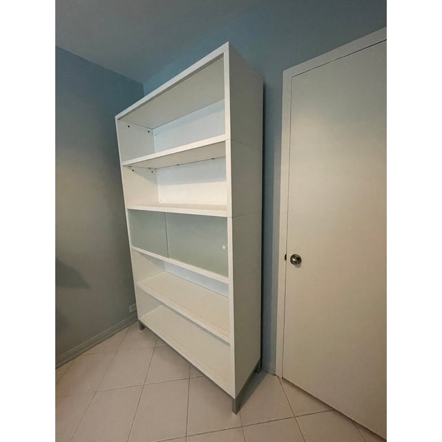 Modern Design Within Reach White Sapporo Shelving Unit With Brushed Aluminum Base (5-High) For Sale - Image 3 of 10