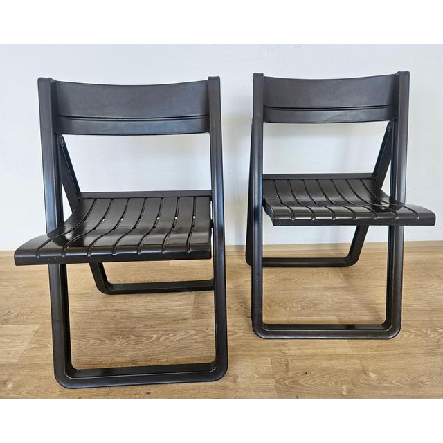 Black Vintage French Folding Chairs, 1979, Set of 2 For Sale - Image 8 of 14