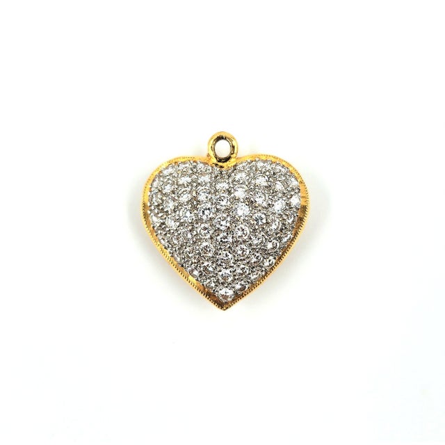 1.50 Ct Diamond Studded Heart Pendant For Sale - Image 9 of 9