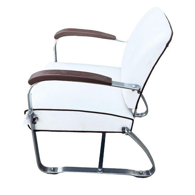 1930s Streamline Art Deco Chrome Tubular Speed Lounge Club Chair, Lloyd Manufacturing Attributed For Sale - Image 4 of 7