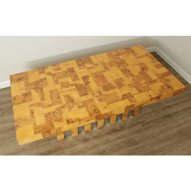 Wood Paul Evans Burlwood & Chrome Cityscape Dining Table For Sale - Image 7 of 13