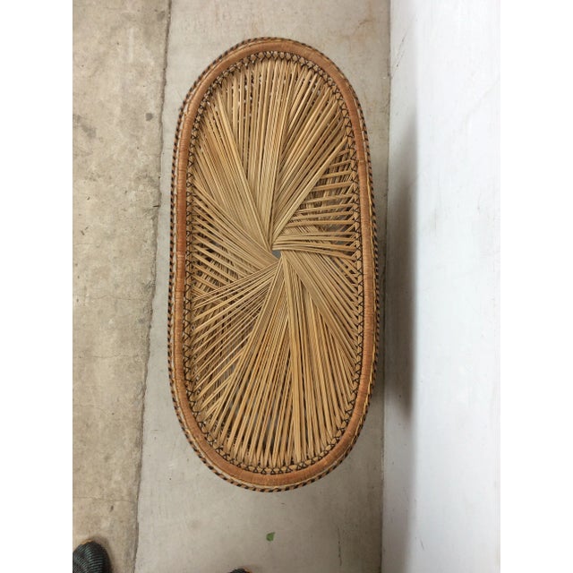 Vintage Rattan Oval Shaped Coffee Table For Sale In Philadelphia - Image 6 of 12
