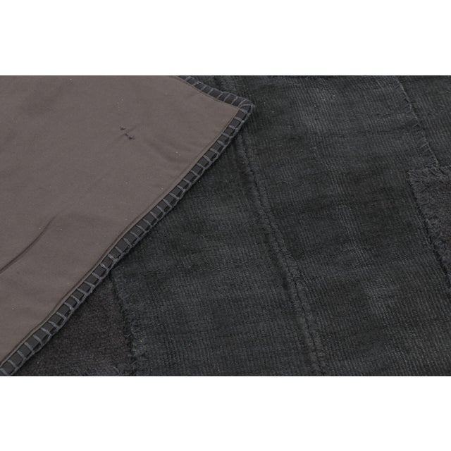 Black Vintage Turkish Patchwork Rug in Blue Hues With Geometric Pattern - Rug & Kilim For Sale - Image 8 of 10