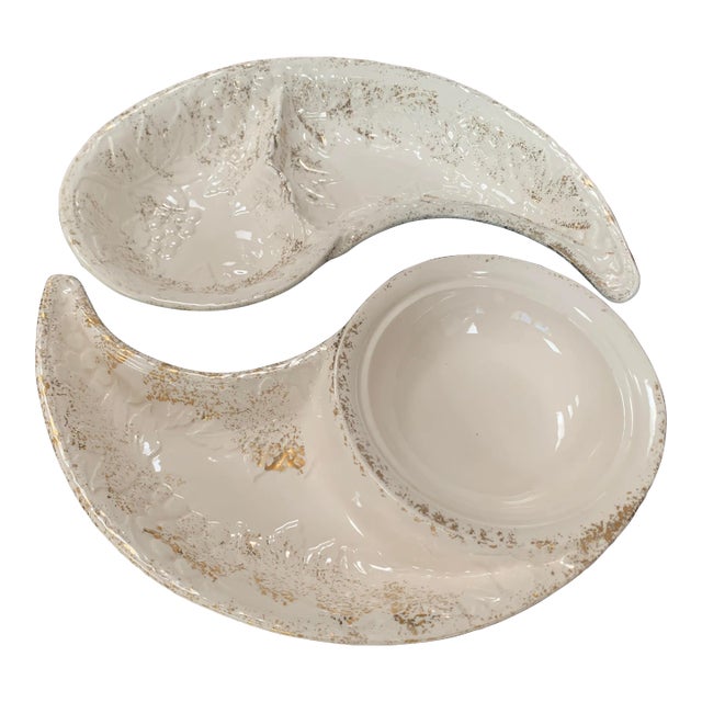 Mid-Century Chip & Dip California Pottery Serving Trays For Sale