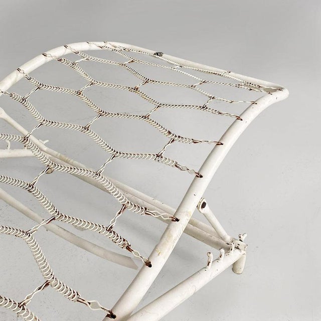 Mid-Century Italian Modern White Iron Garden Deck-Chair or Chaise Longue, 1960s For Sale - Image 11 of 18