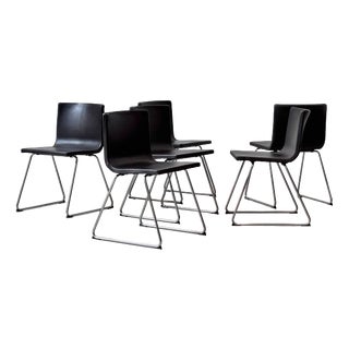 Bernhard Leather Chairs in Black and Chrome by Ola Wihlborg for Ikea, 2010s For Sale