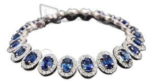22.10 Ct Natural Sapphire & Diamond Tennis Bracelet
