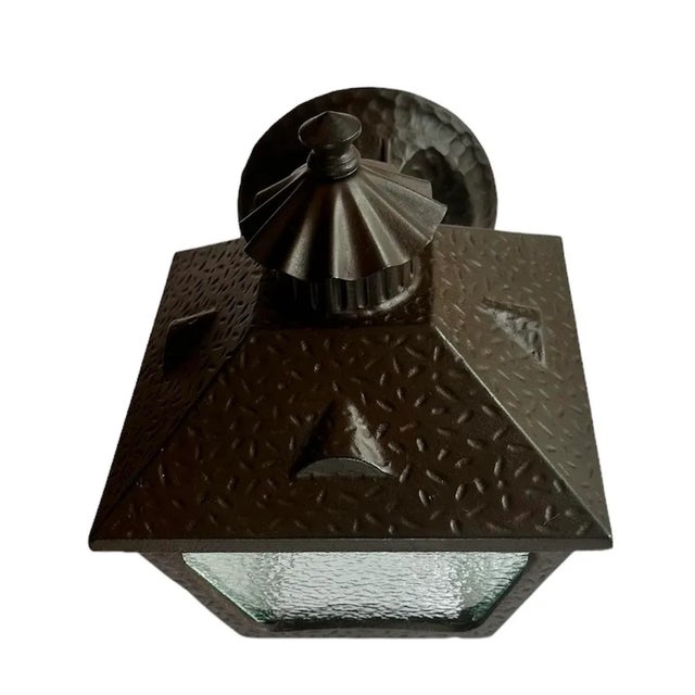 1940s Cast Hammered Pattern Wall Sconces With Original Clear Pebble Glass, Circa 1940 For Sale - Image 5 of 7