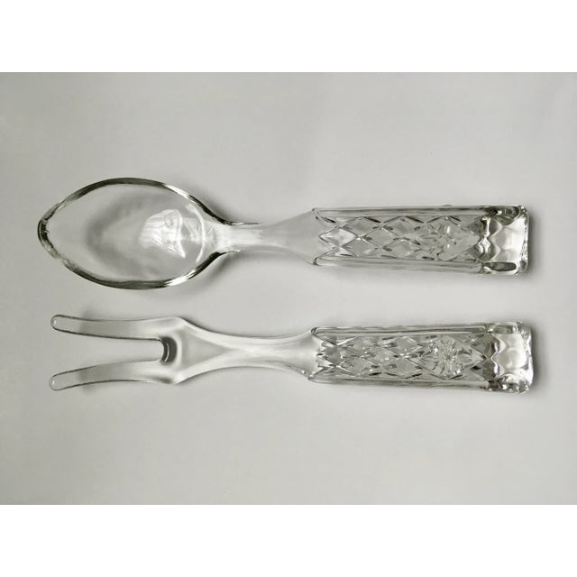 Mid 20th Century Pressed Clear Glass Serving Utensils- a Pair For Sale - Image 13 of 13