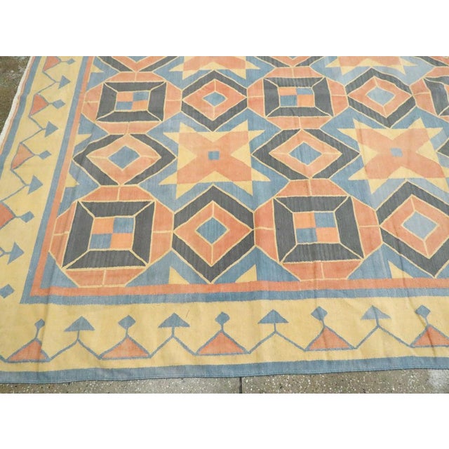 Mid 20th Century Galerie Shabab Collection Mid-20th Century Indian Flatweave Dhurrie Carpet For Sale - Image 5 of 8