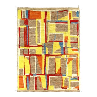 Multi Color Fine Hand Knotted Moroccan Rug For Sale