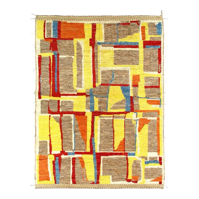 Multi Color Fine Hand Knotted Moroccan Rug For Sale