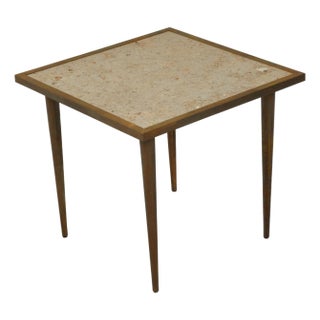 Italian Midcentury Brass Coffee Table with Marble Top and Tapered Legs For Sale