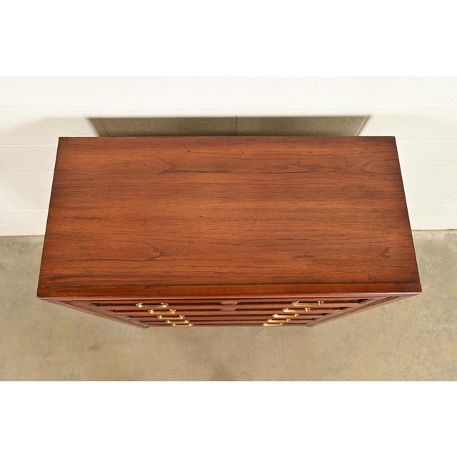 Thomasville Mid-Century Modern Hollywood Regency Campaign Walnut Highboy Dresser, 1970s For Sale - Image 13 of 17