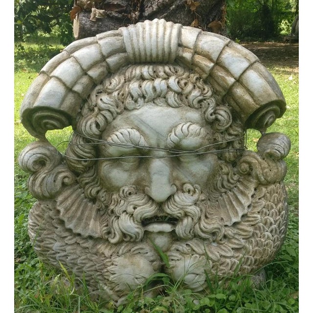 Majestic marble mask depicting Neptune, 19th century from Venice, private collection. The type of marble used is very...