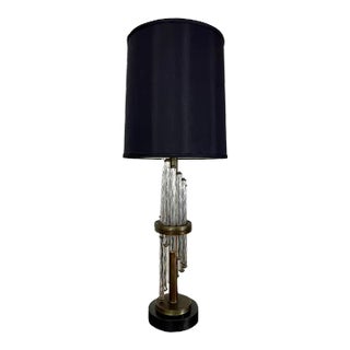 Modernist Spiral Glass and Bronze Table Lamp For Sale